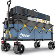 Blue Grey 300L Folding Camping Wagon 150kg Heavy Duty All Terrain Festival Cart