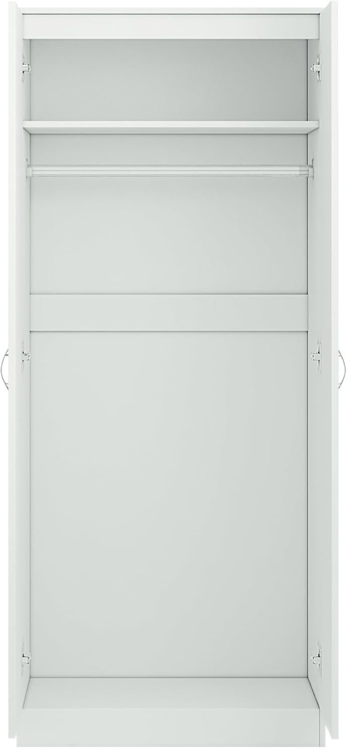 White Mirrored 2 Door Wardrobe Soft Close Doors Scratch Resistant 180cm
