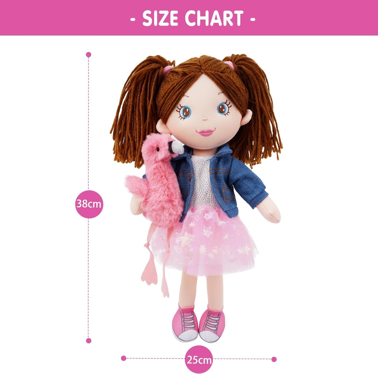 38cm Plush Doll with Stuffed Animal Companion Soft Cuddly Toy Gift Kids