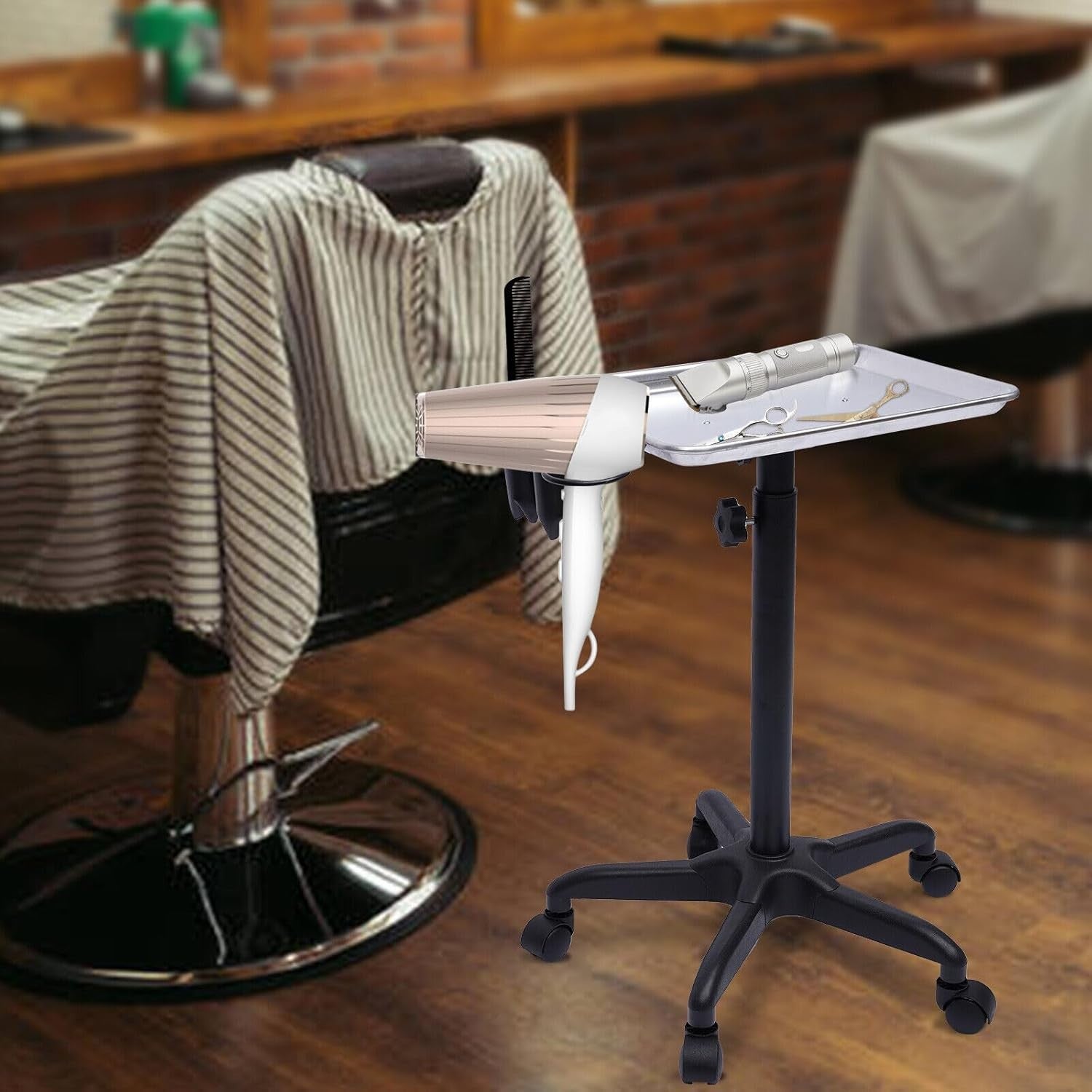 Salon Trolley Rolling Workstation Adjustable Height Aluminum Beauty Tray