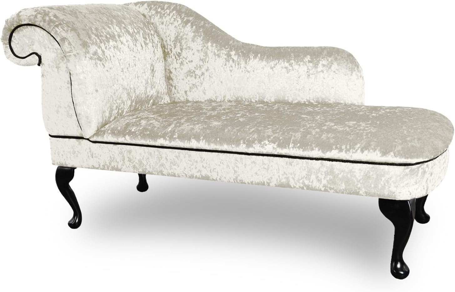 Shimmer Velvet Chaise Lounge Sofa Pearl – Left Hand, UK Handmade