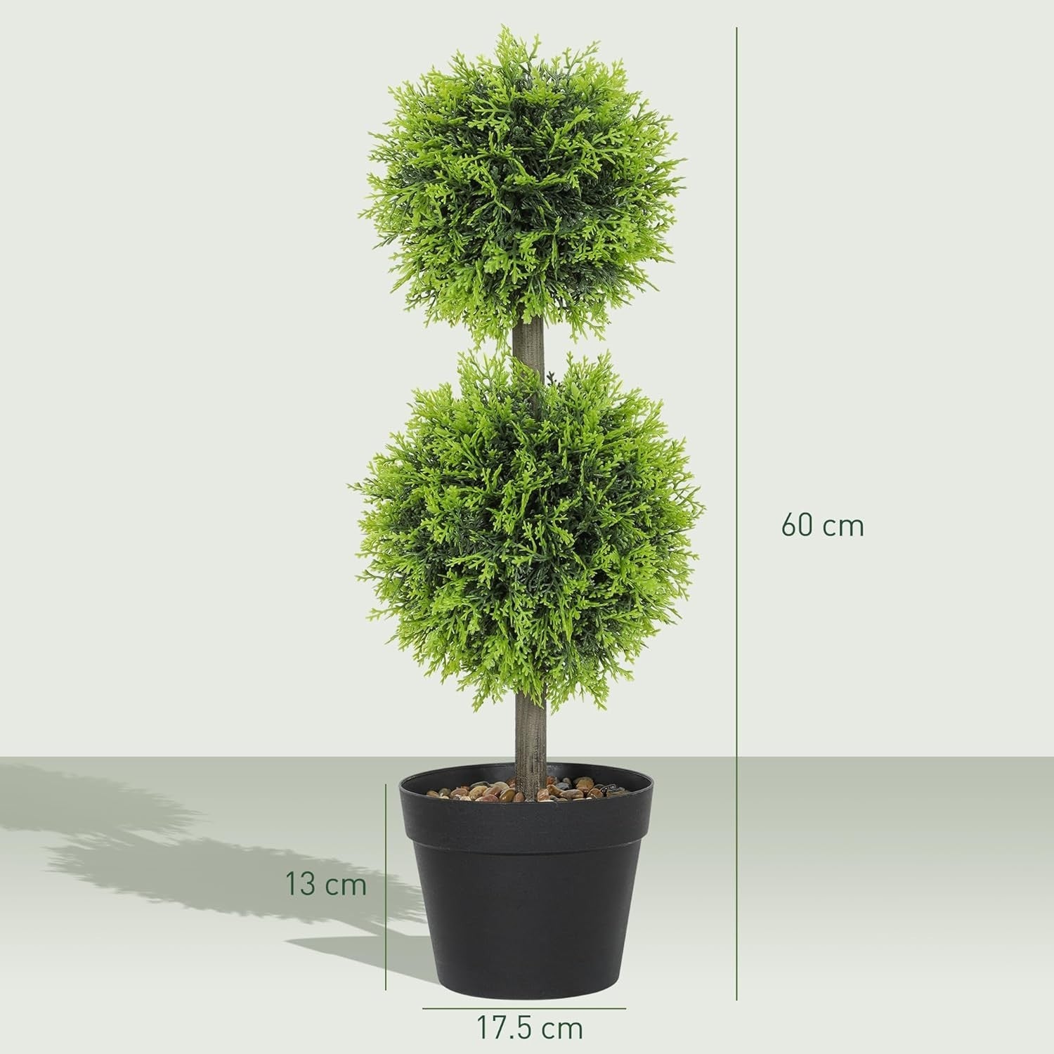 Set of 2 Faux Cypress Topiary Ball Trees 60cm iWeighted Pot Indoor Outdoor Decor