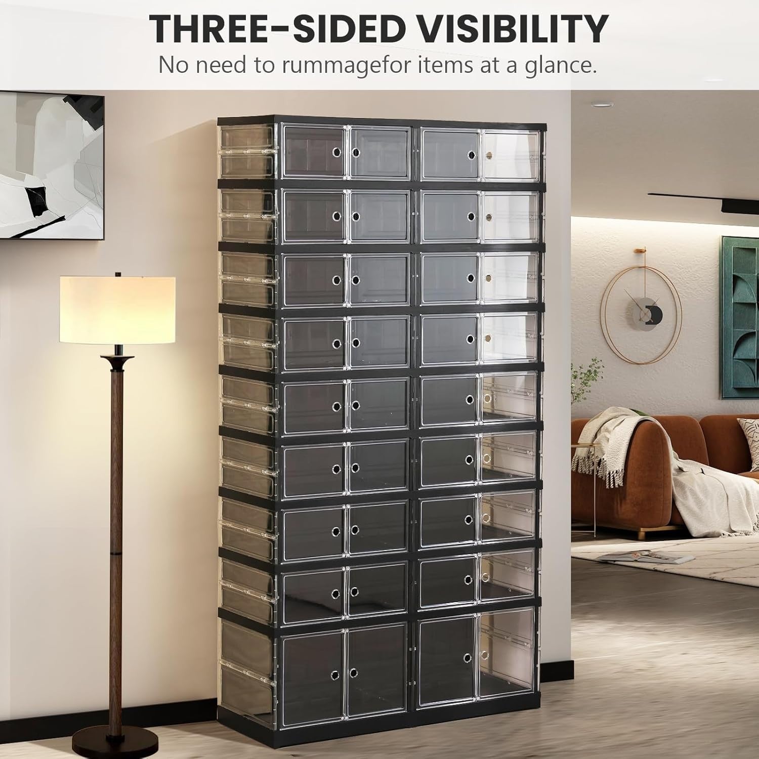 9 Tier Foldable Shoe Cabinet 36 Pair Storage Rack with Doors – Large Space Saver