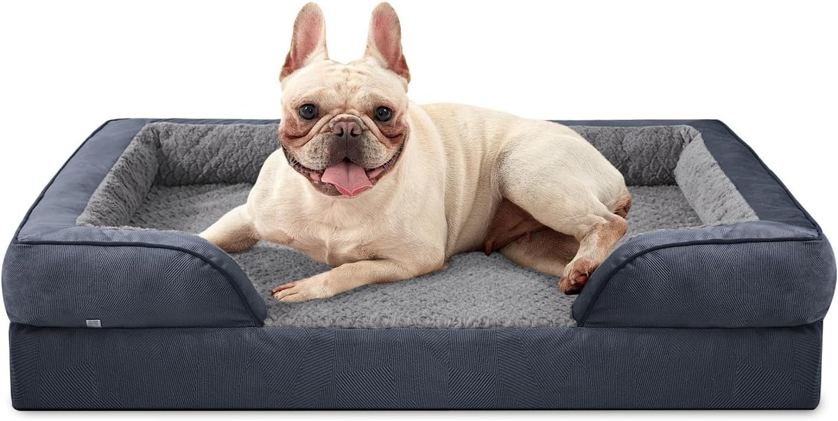 Medium Orthopedic Memory Foam Dog Bed Washable Sofa 71x58x17cm Grey
