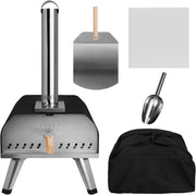 Outdoor 13" Wood Pellet Pizza Oven | Portable Garden BBQ Cooker w Paddle & Cover
