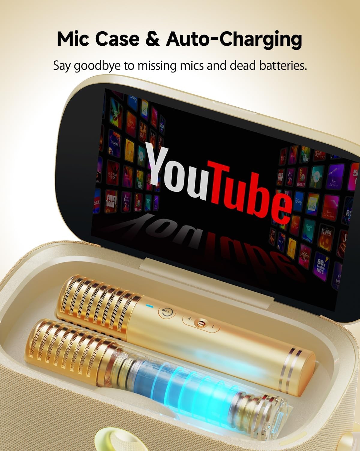 Karaoke Machine with Screen 2 Wireless Mics 140W Bluetooth