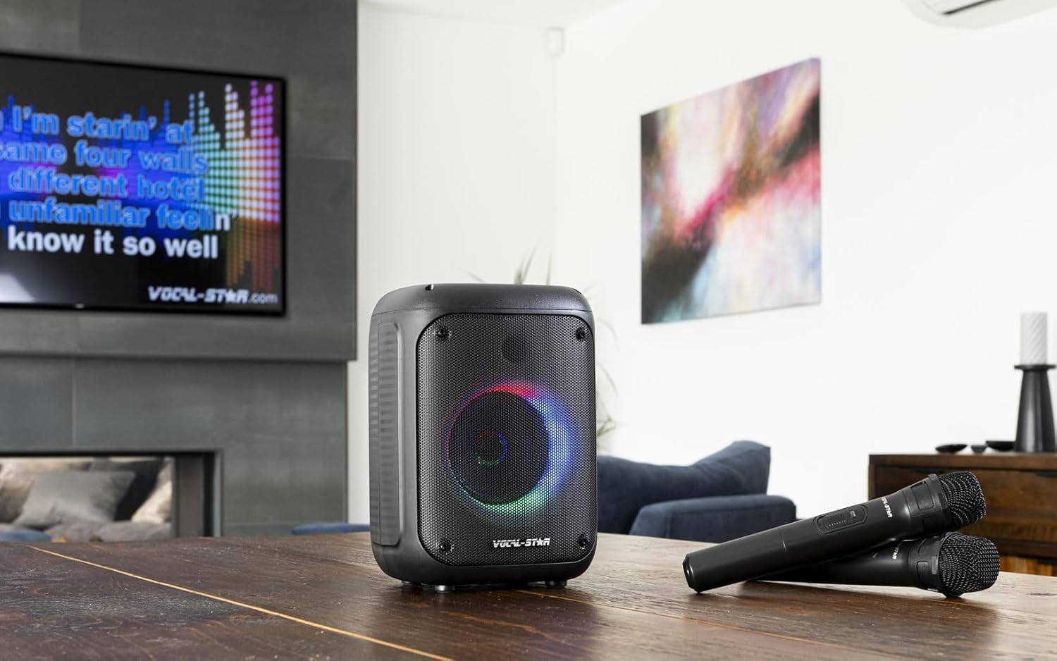 80W Karaoke Machine with 2 Wireless Mics Bluetooth Speaker