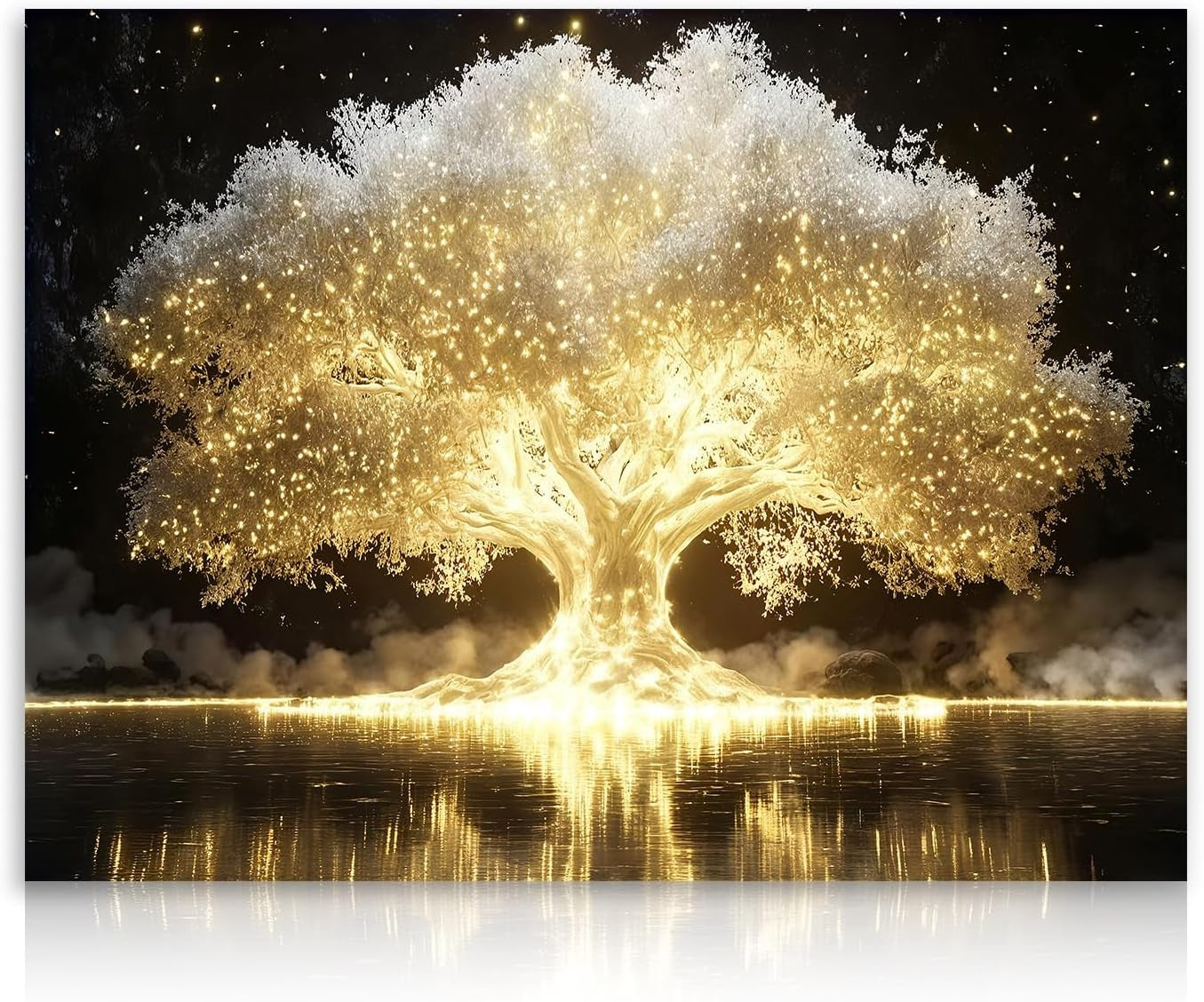 Golden Tree of Life Canvas Wall Art 12x16 Magical Living Room Decor