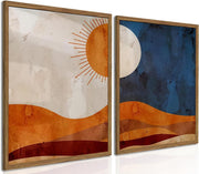 Boho Sun & Moon Canvas Wall Art 2 Panels 16x24" Modern Home Decor
