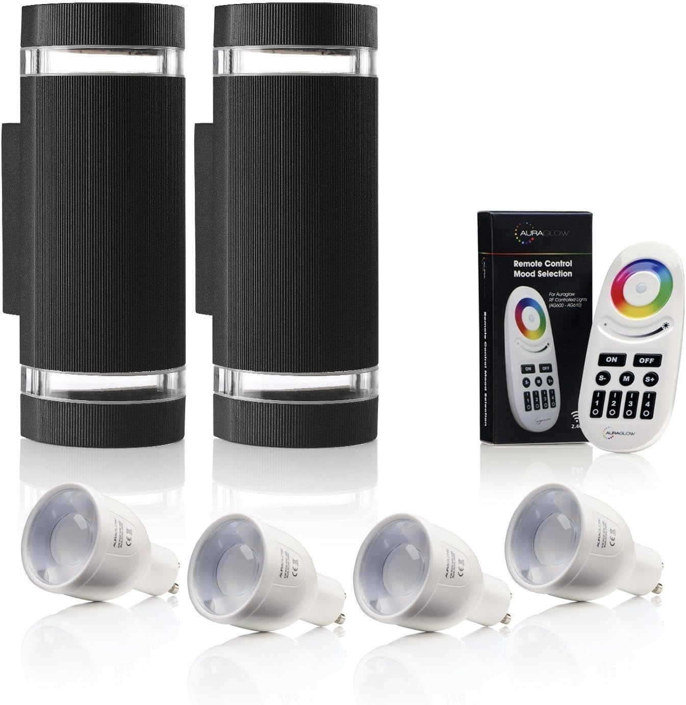 Dual Remote Control Outdoor Wall Lights, Colour Changing LED, Weatherproof