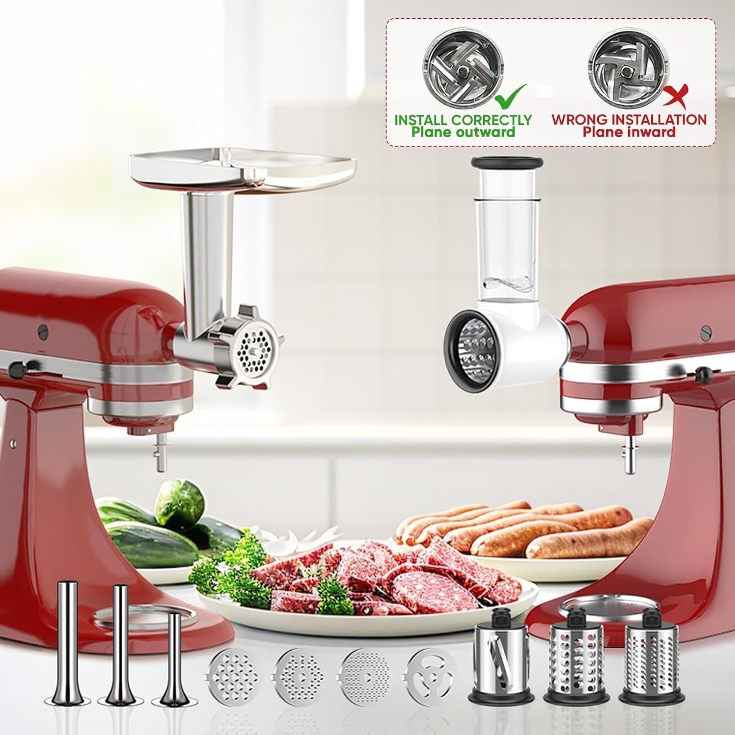 Meat Grinder Attachment Stand Mixer Sausage Stuffer Slicer Set
