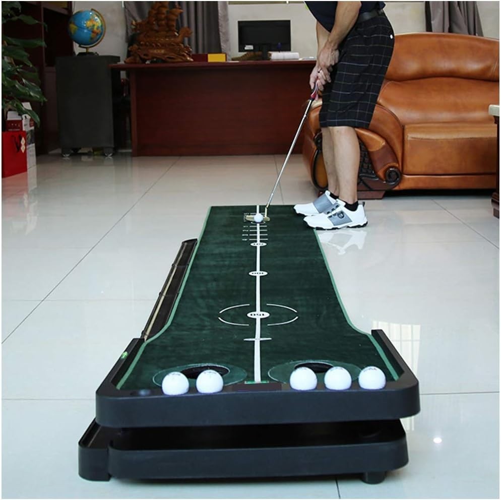 Mini Golf Putting Mat Auto Ball Return Adjustable Slope Indoor Trainer Set