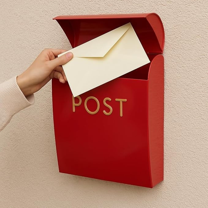 Wall Mounted Red Post Box Drop Chute Mailbox – Weatherproof, Easy Install