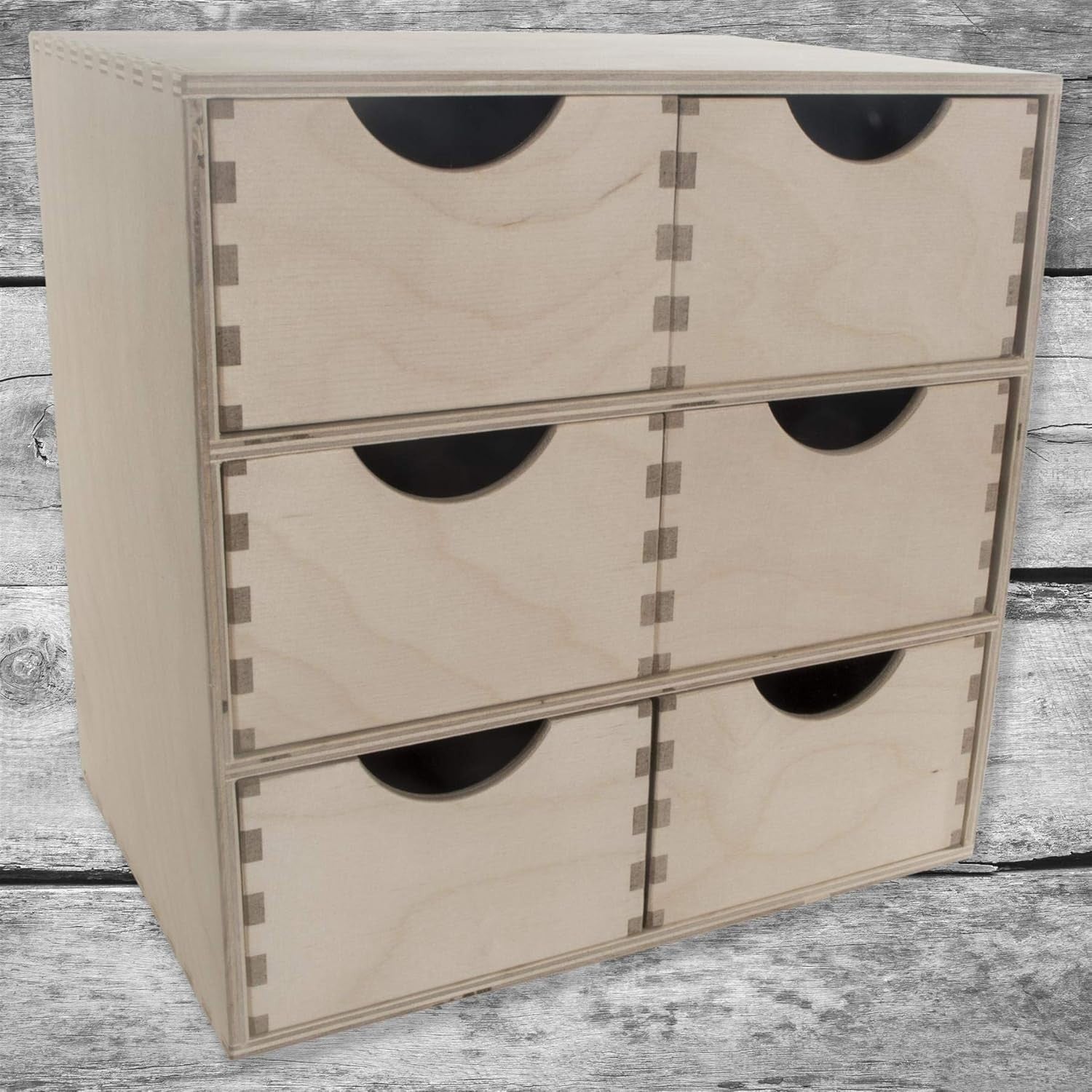 Wooden Desk Organiser 6-Drawer Mini Chest Birchwood Storage Cabinet 28cm