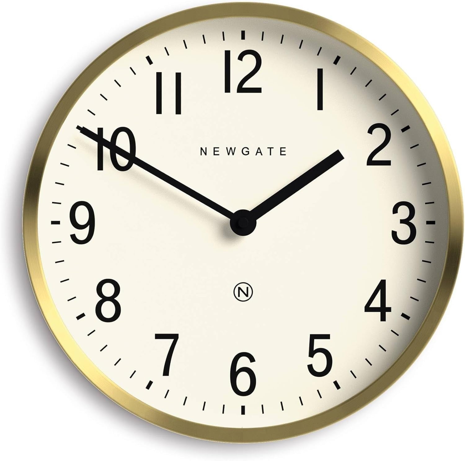30cm Retro Silent Wall Clock Gold | Mid-Century Metal Analogue Decor