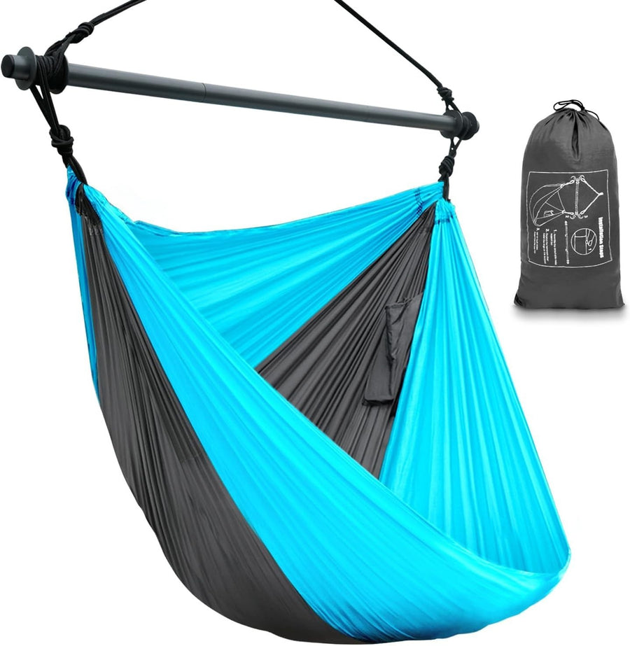 Portable Hammock Chair Swing, Lightweight Outdoor/Indoor, Max 500lbs Gray. Blue