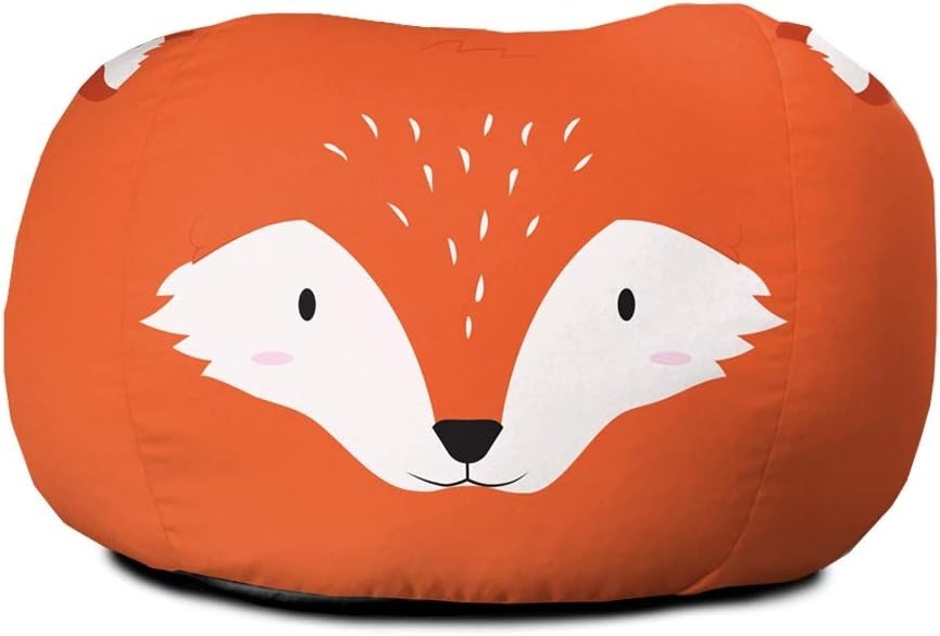 Kids Fox Bean Bag Chair Toddler Seat Washable Animal Print Bedroom Decor