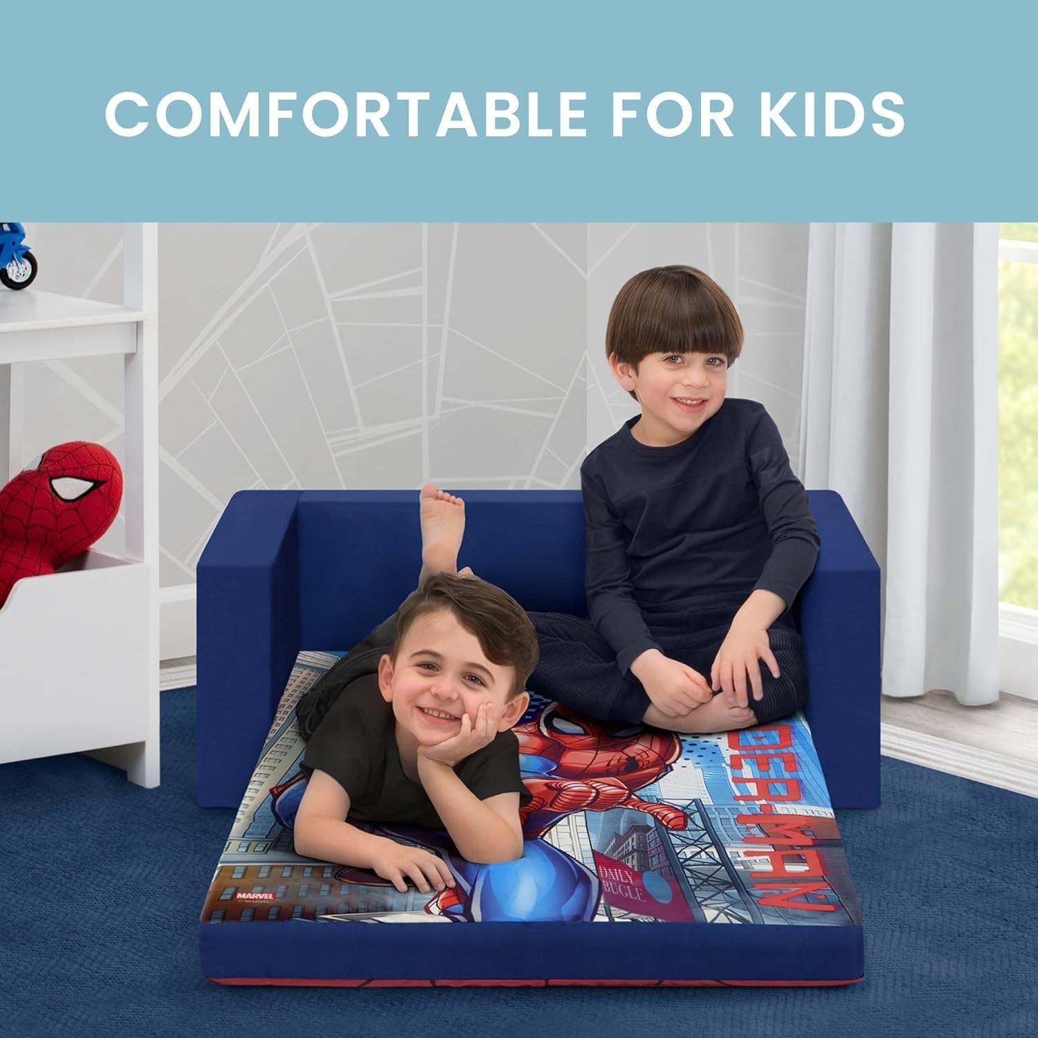 Kids Flip Out Sofa Bed 2 in 1 Convertible Chair Lounger with Storage Pocket