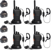 PMR446 Walkie Talkies 4 Pack Long Range 16 Channel Rechargeable VOX