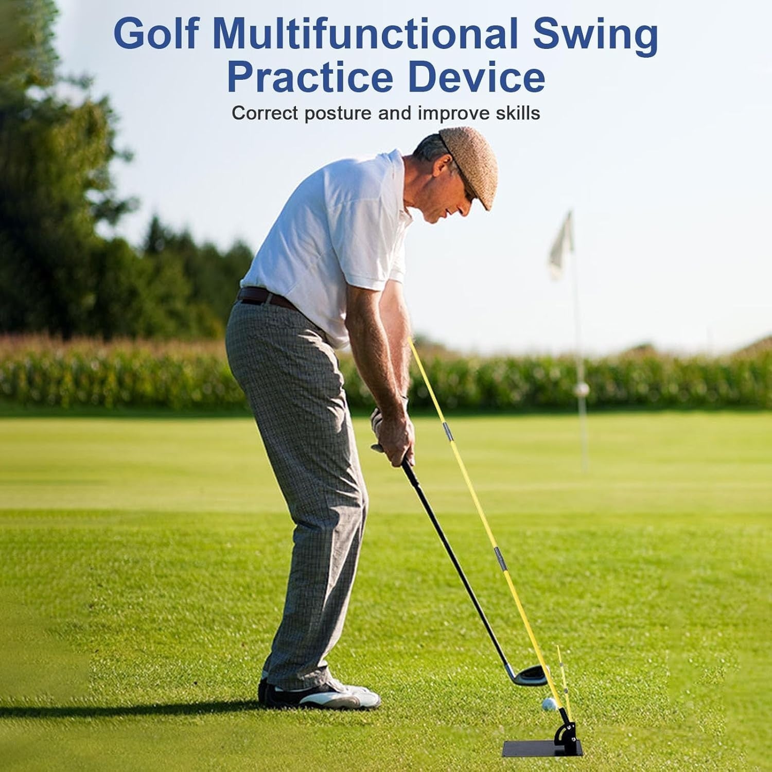 Golf Swing Trainer Alignment Stick Holder Practice Plate Set