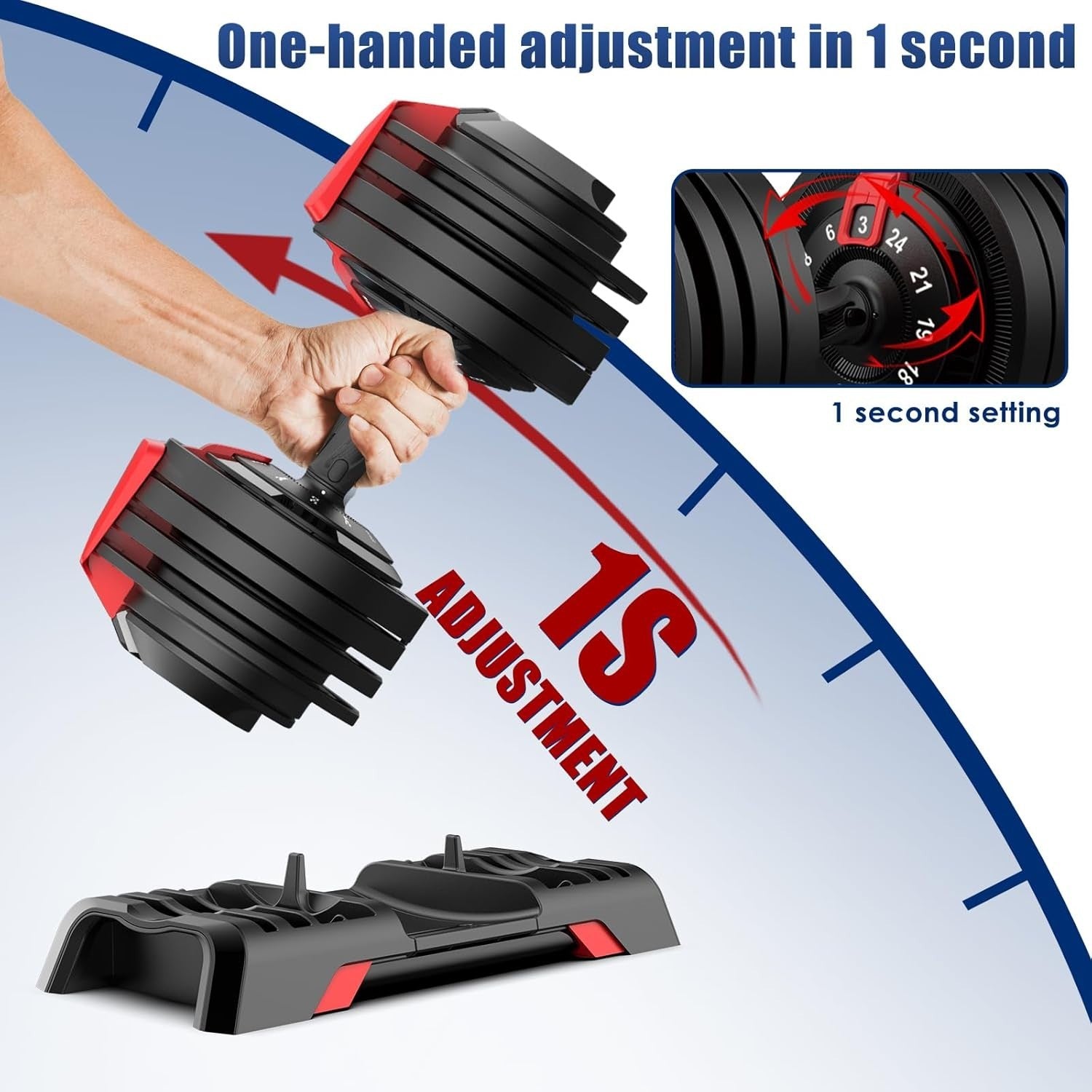 24kg Adjustable Dumbbell Set Pair 12-in-1 Quick Change Cast Iron Home Gym