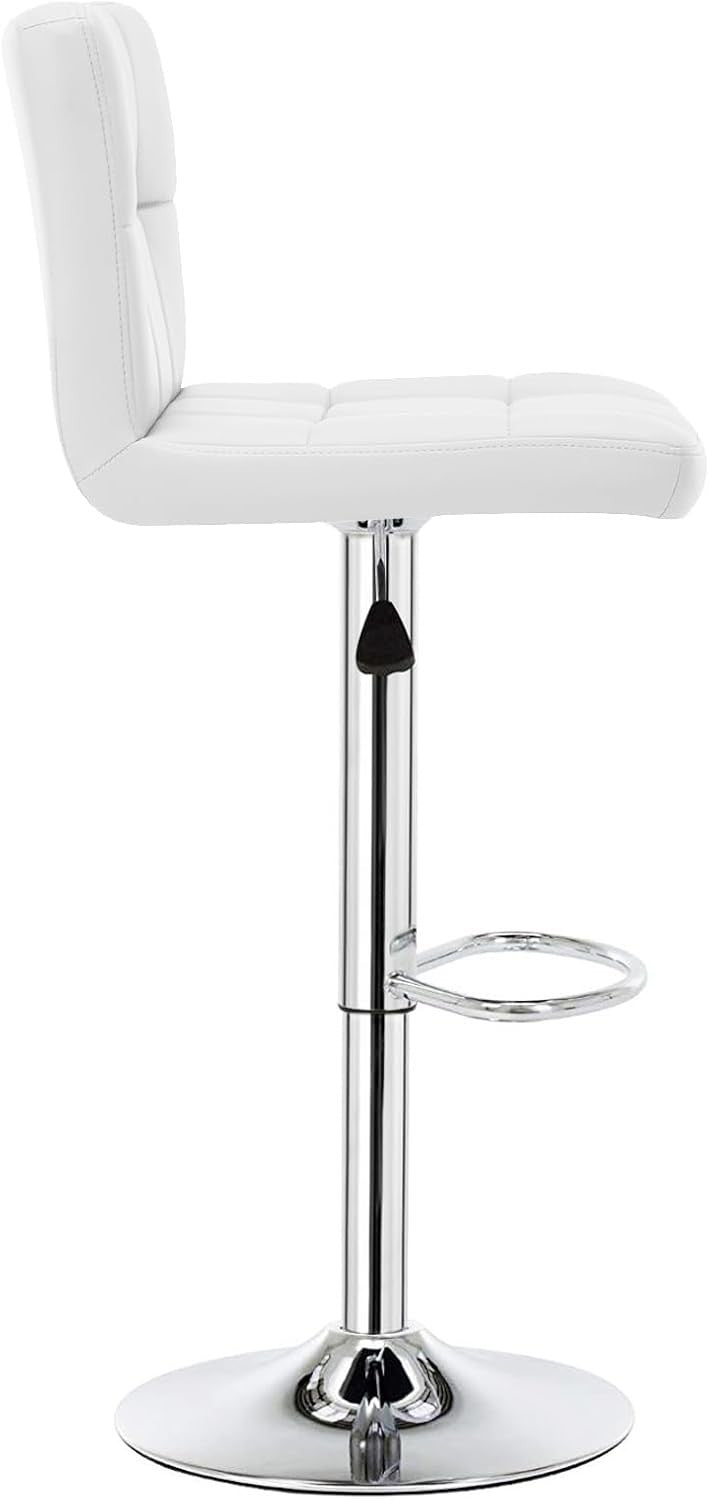 Adjustable Bar Stools Set of 2 Swivel Gas Lift White Chairs