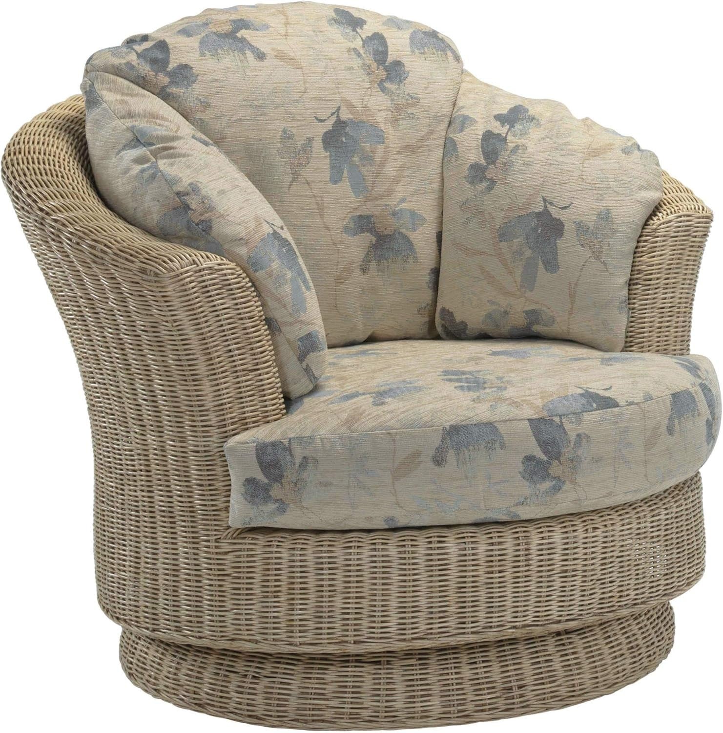 Swivel Rattan Armchair Indoor Circular Lounge Chair with Cushions 360°