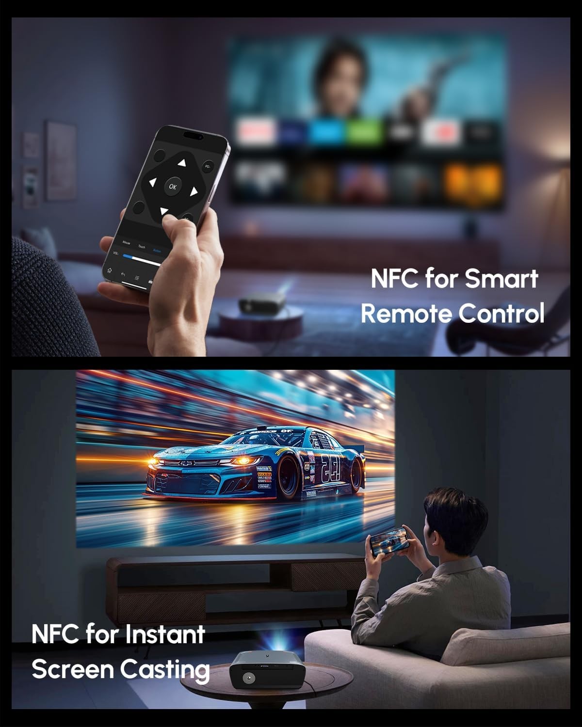 2400ANSI 4K Smart Projector Google TV WiFi6 Dolby NFC