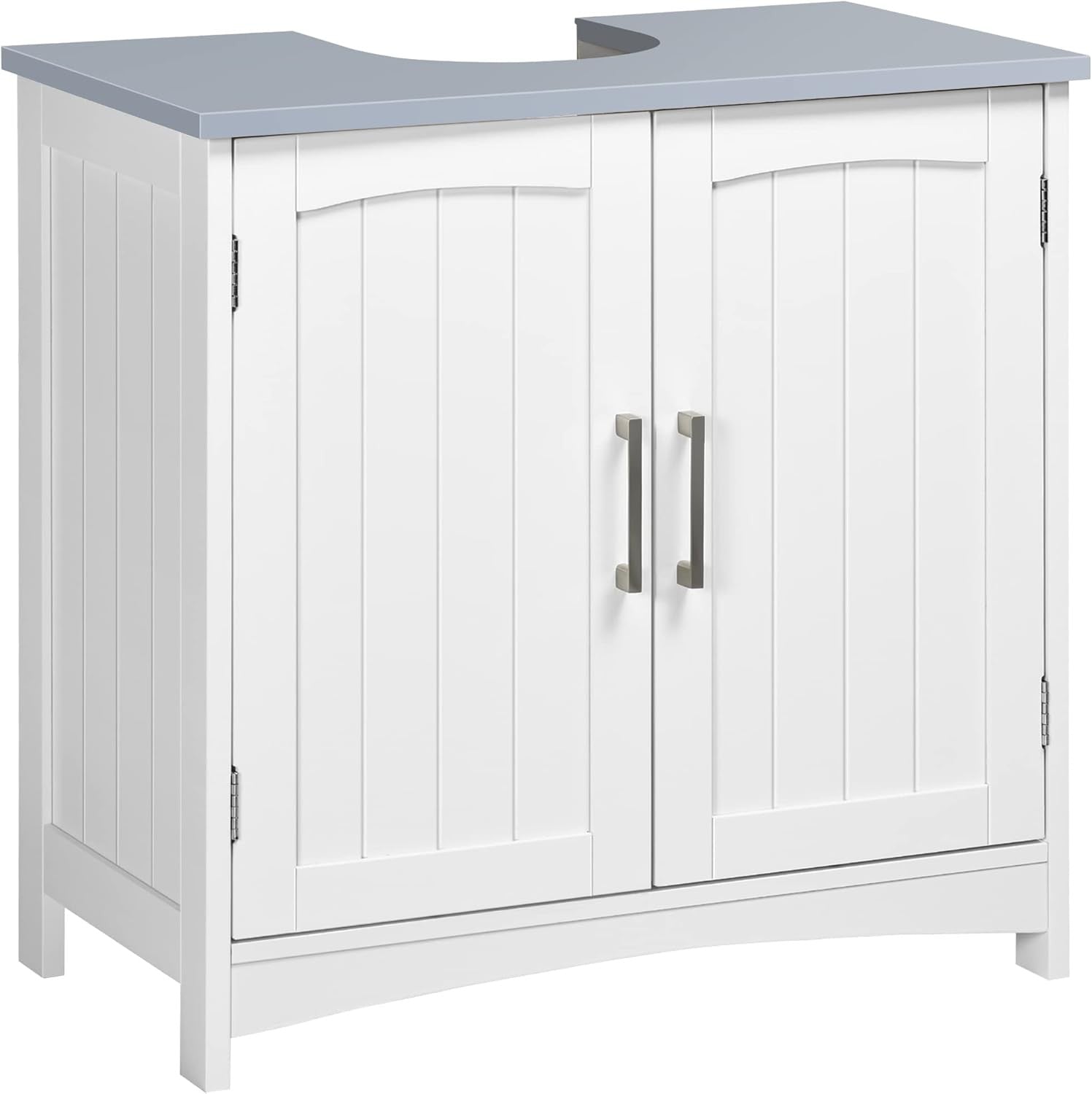 White Under Sink Bathroom Cabinet with Adjustable Shelves & Double Doors