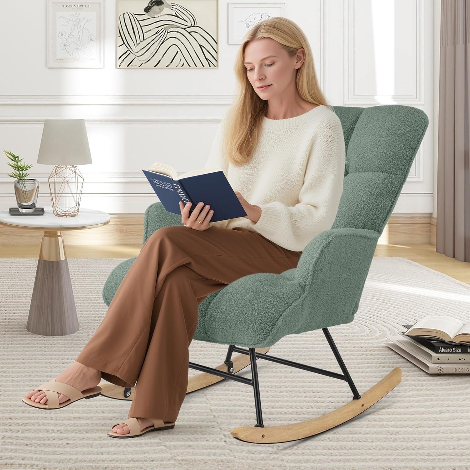Teddy Nursery Rocking Chair Glider Armchair Comfy Lounge Bedroom Seat