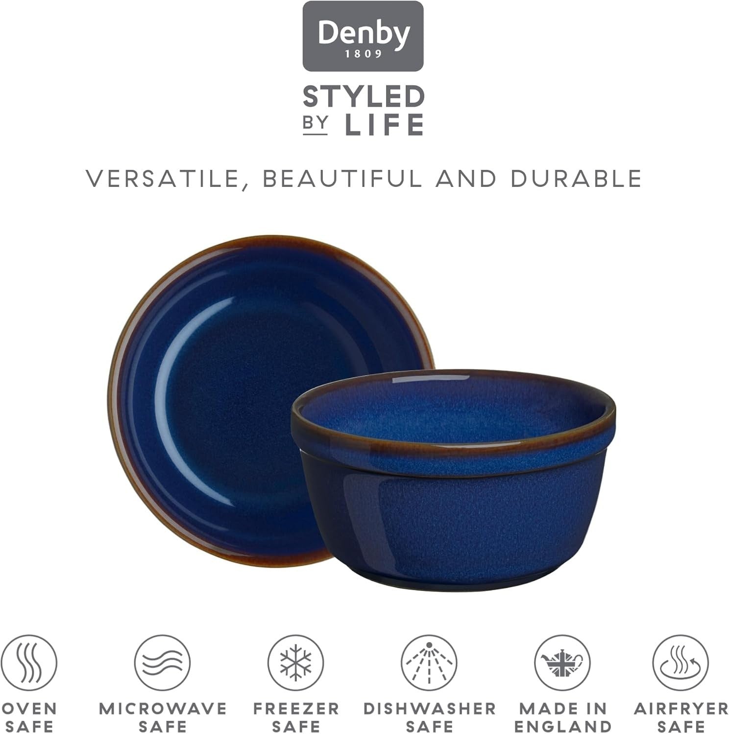 Denby Imperial Blue Ramekin Set of 4 – Oven, Microwave & Dishwasher Safe