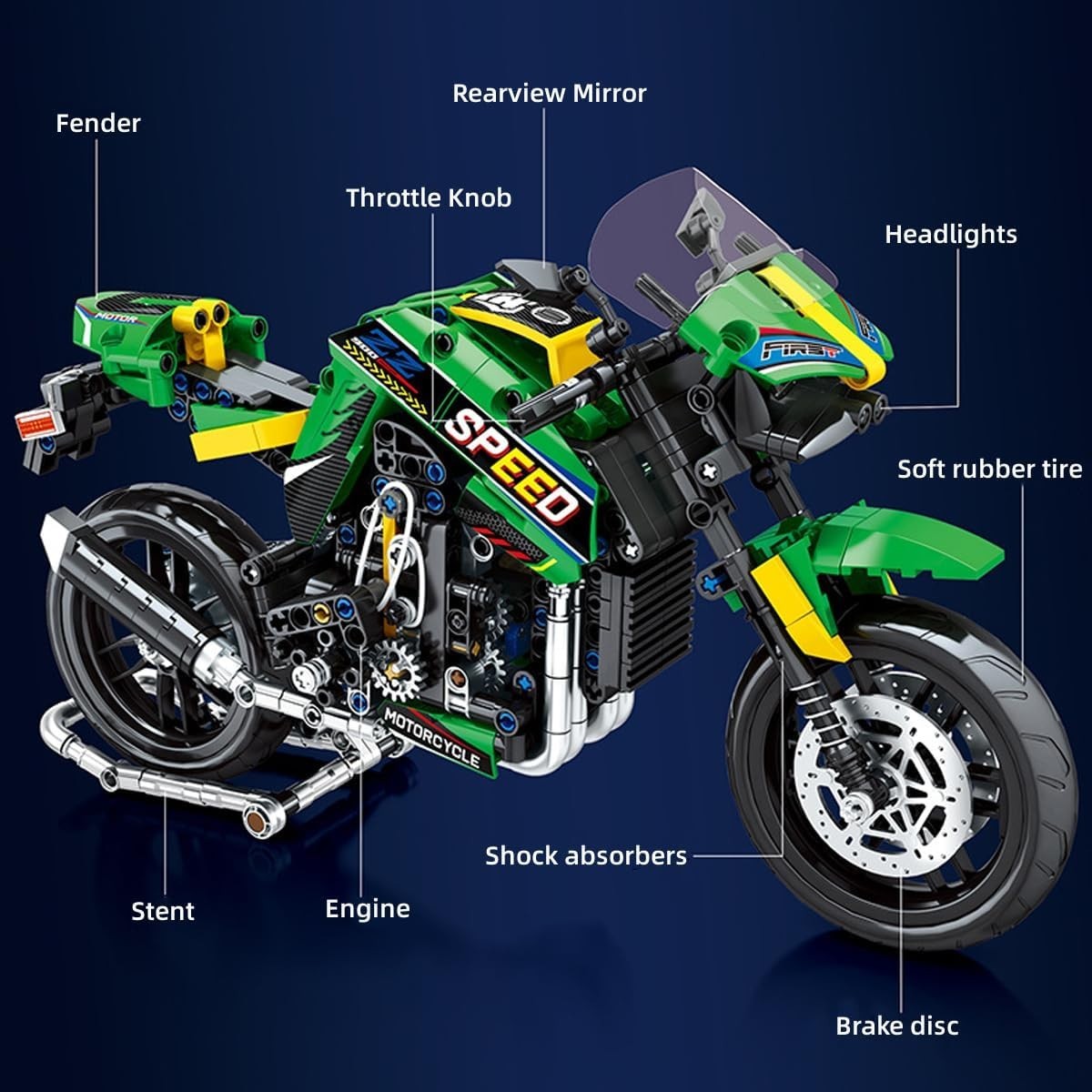 776Pcs Motorcycle Building Kit Model for Kids & Adults - Realistic & Non-Toxic