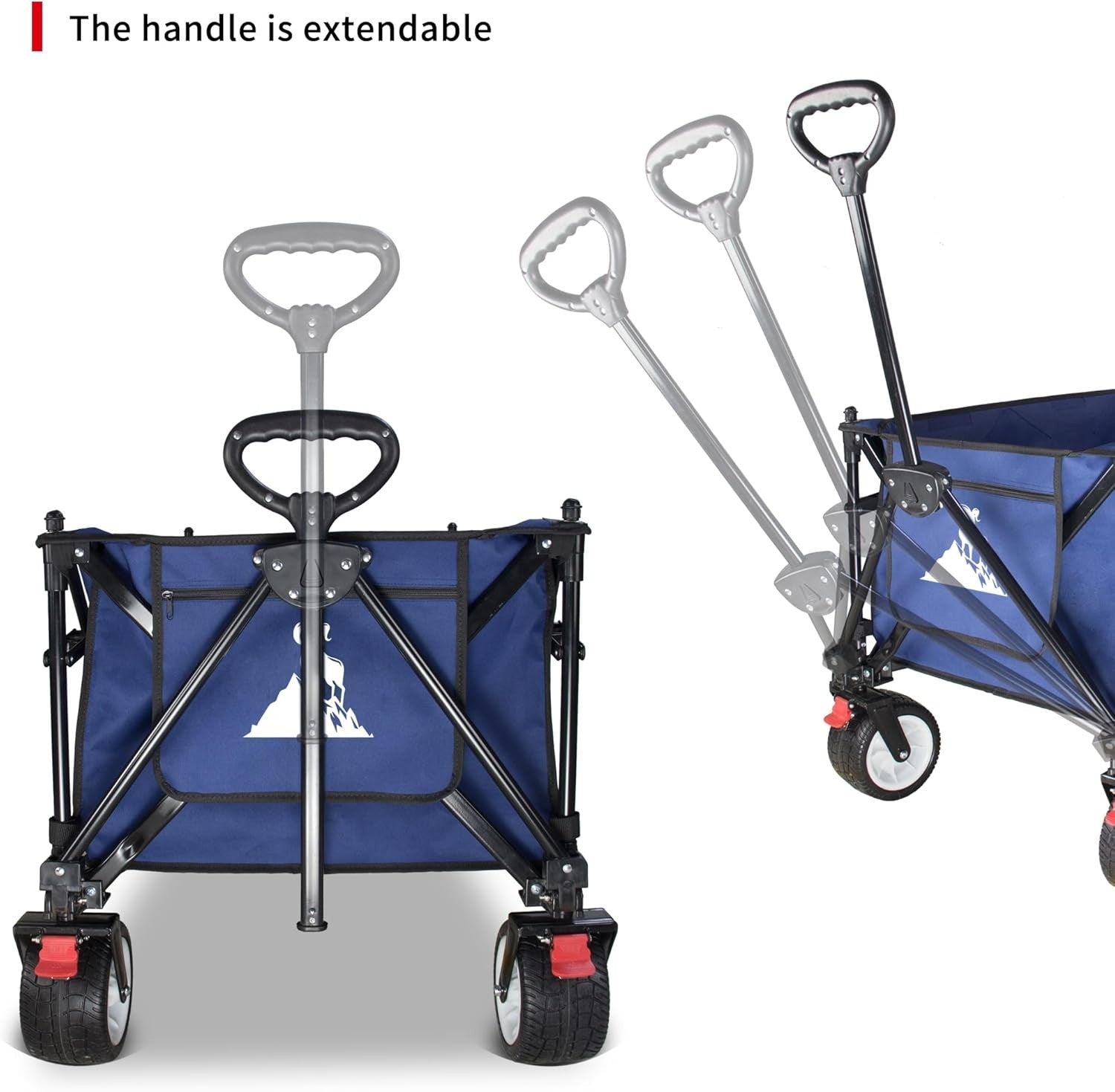445L Extra Large Folding Wagon Heavy Duty All-Terrain Cart w/ Canopy & Brakes