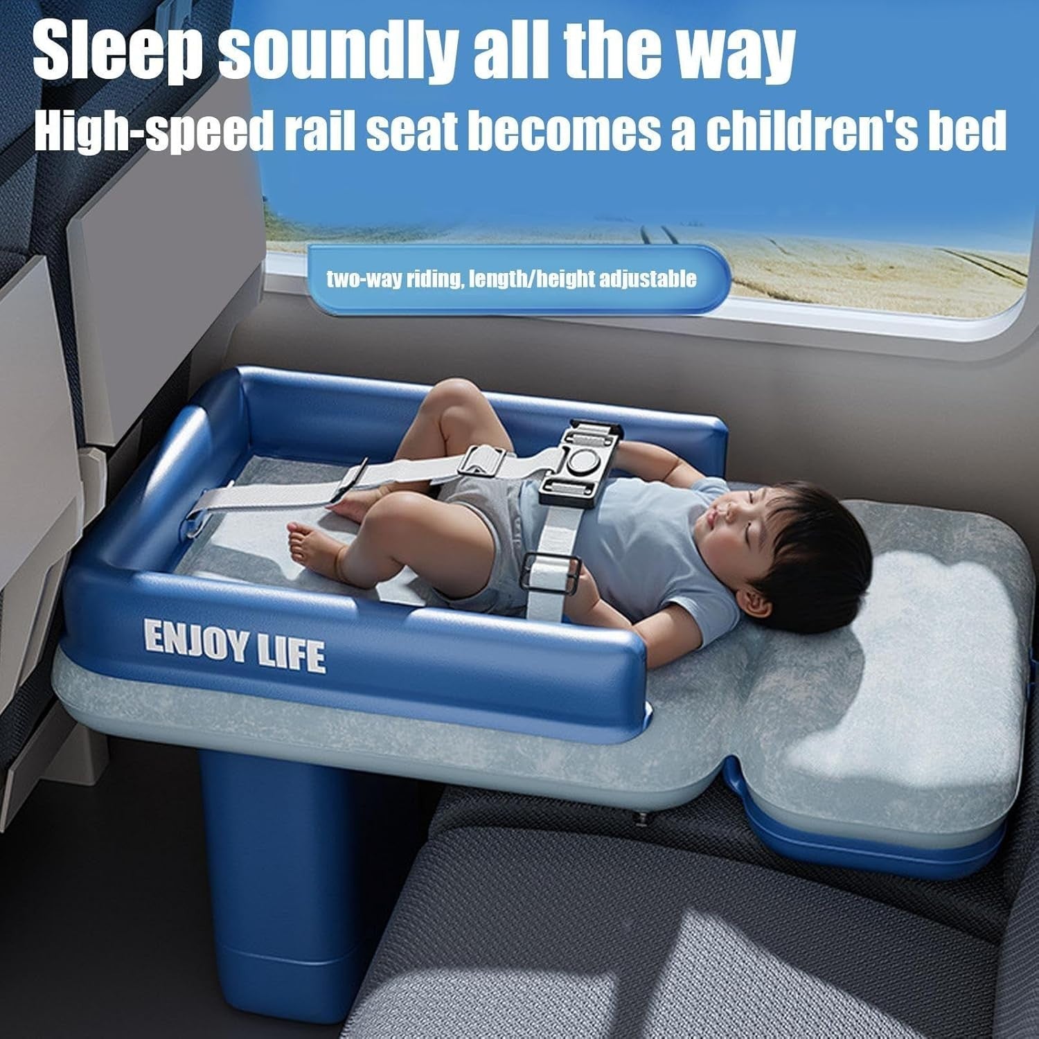 Inflatable Toddler Airplane Bed for Travel Camping Flight – Foldable Portable So