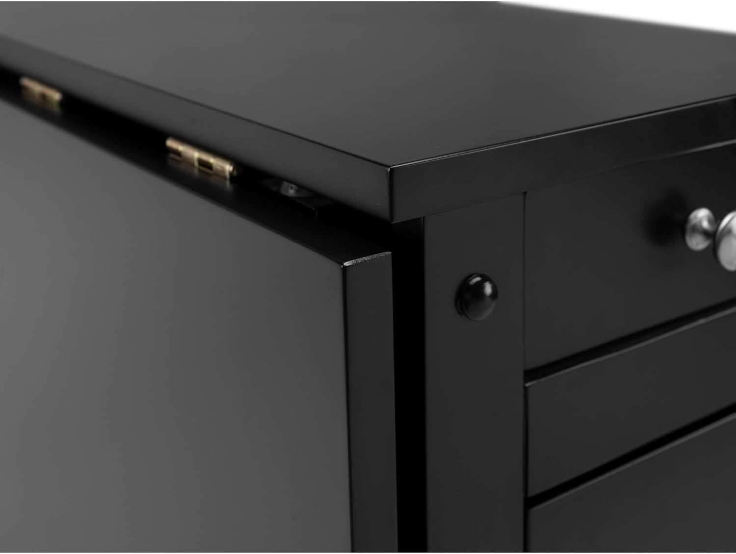 Compact Dining Table Set with Storage Drawer Foldable Chairs Black