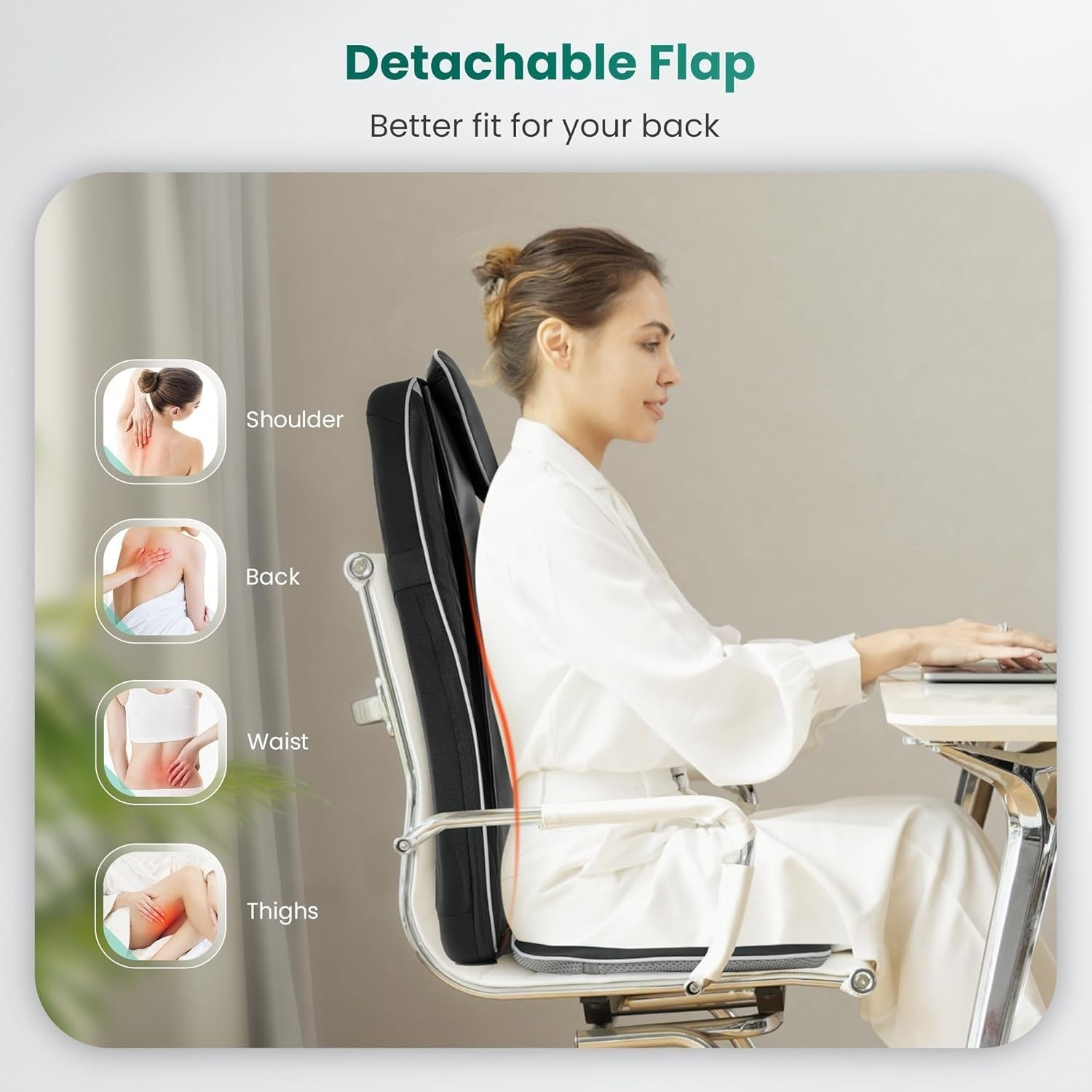 Shiatsu Back Massager with Heat Deep Kneading Chair Pad Full Back & Neck Relief