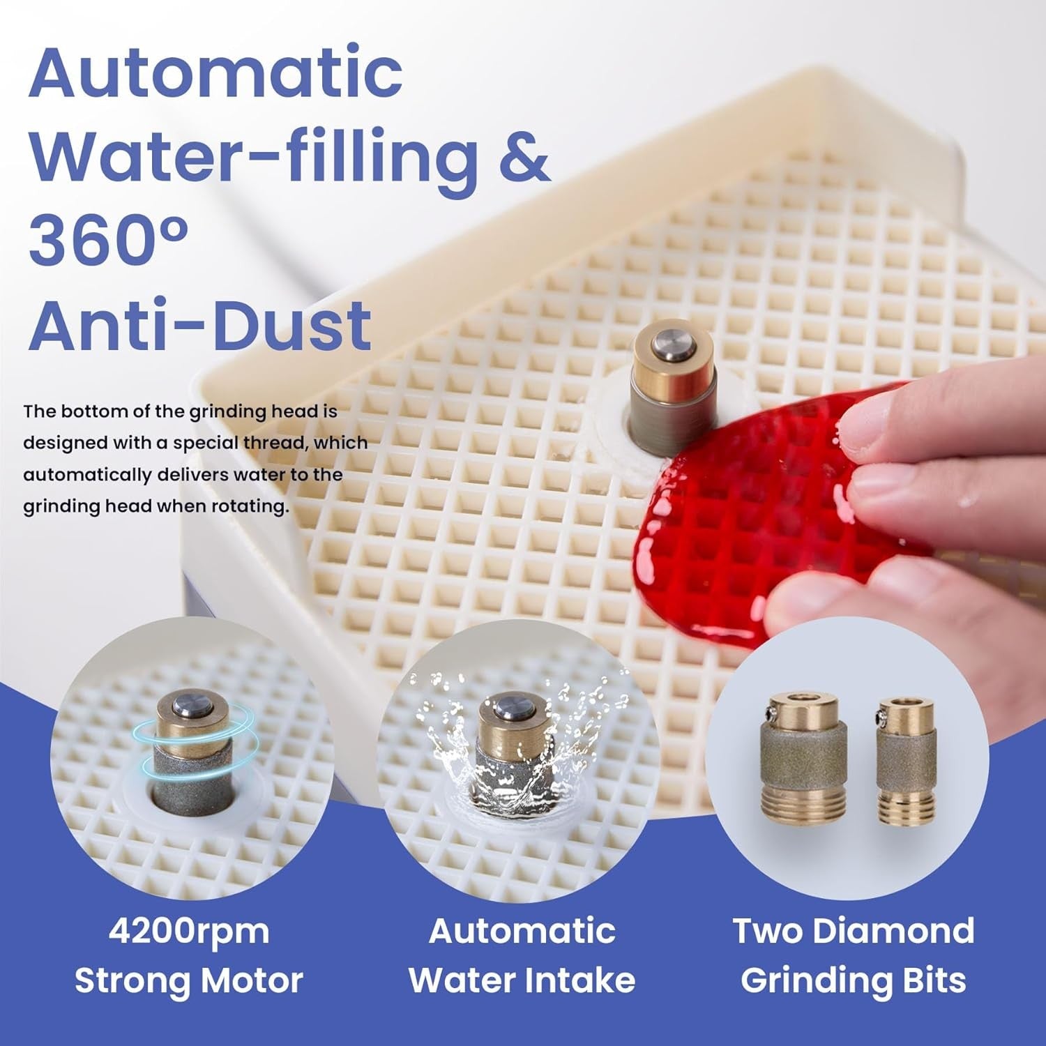 Mini Stained Glass Grinder 4200RPM Automatic Water DIY Mosaic Craft Tool