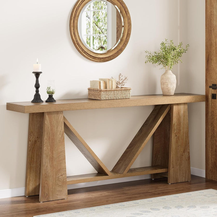 Extra Long 180cm Farmhouse Console Table, Narrow Entryway Sofa Table