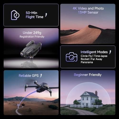 4K GPS Drone with 50-Min Flight | Follow Me, Auto Return, Gesture Control