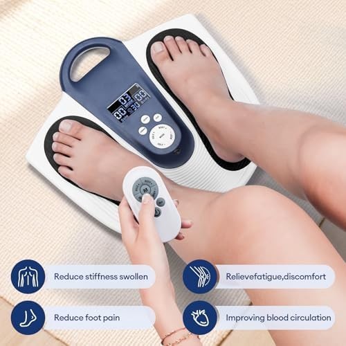 Cordless Foot Circulation Machine | TENS & EMS Massager w/ Heat & Vibration