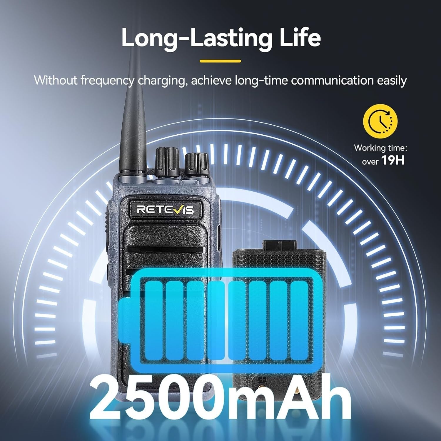 Dual Band Walkie Talkie VOX Noise Cancellation Voice Control 2500mAh