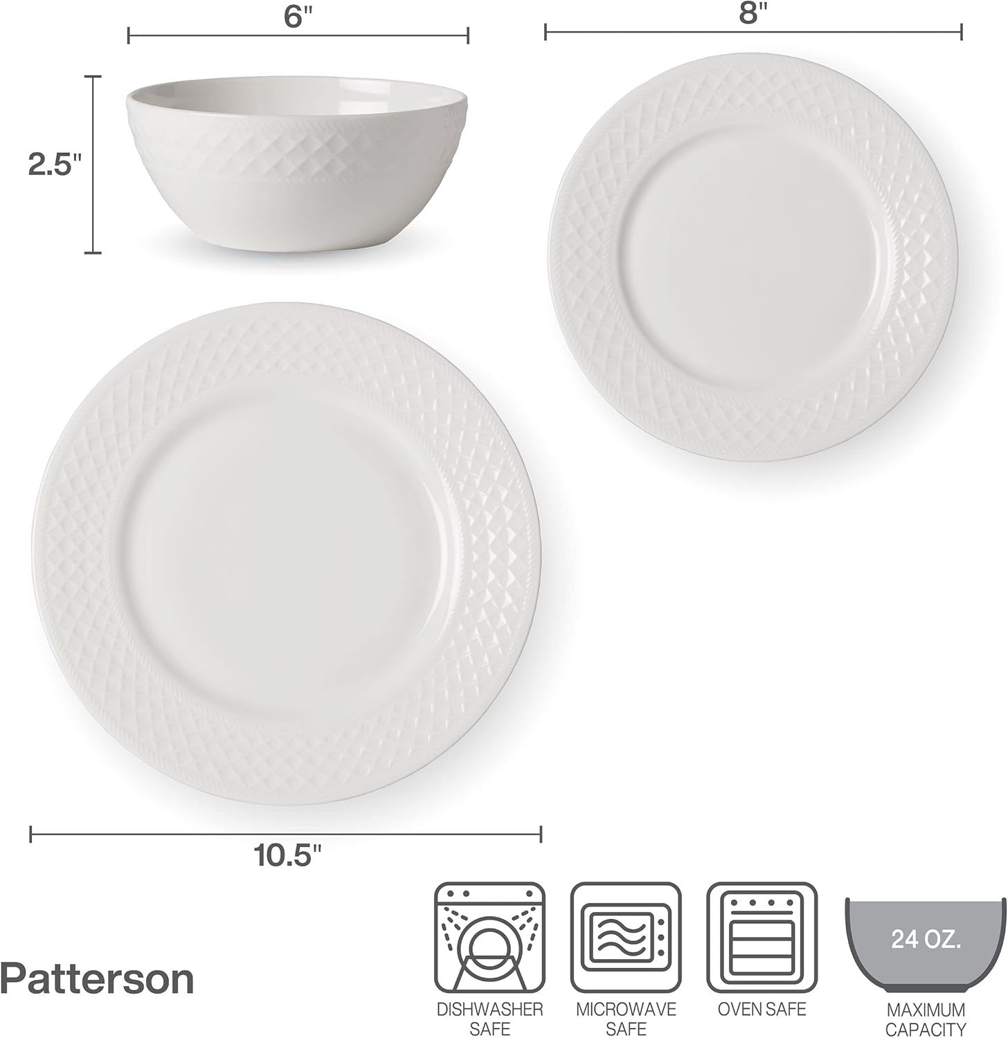 12 Piece Vegan Bone China Dinner Set Chip Resistant Plates Bowls