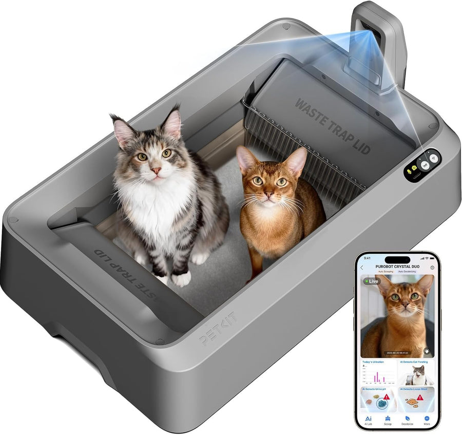 AI Camera Self Cleaning Cat Litter Box Crystal Litter App Control