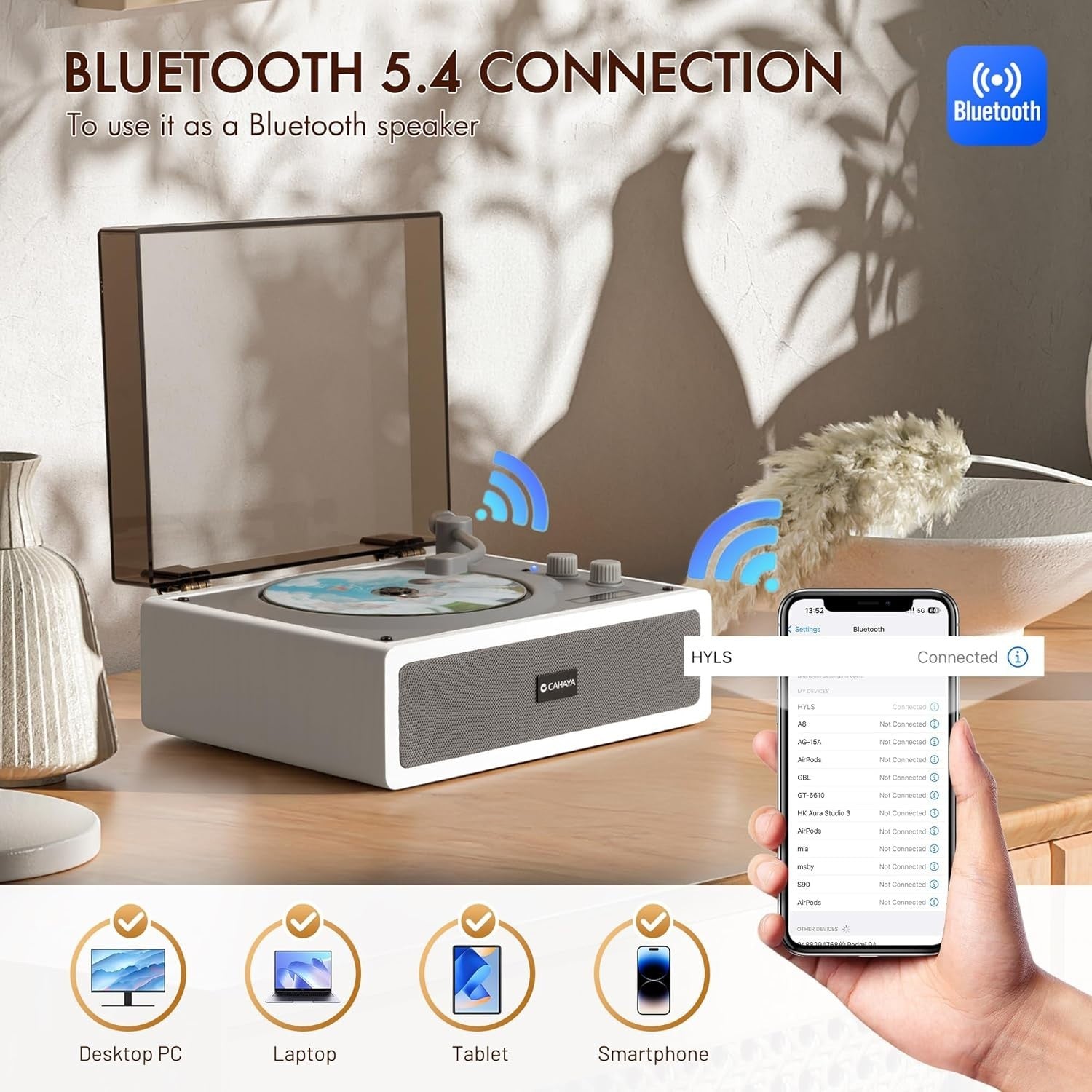 Portable CD Player Dual HiFi Speakers Remote Rechargeable USB