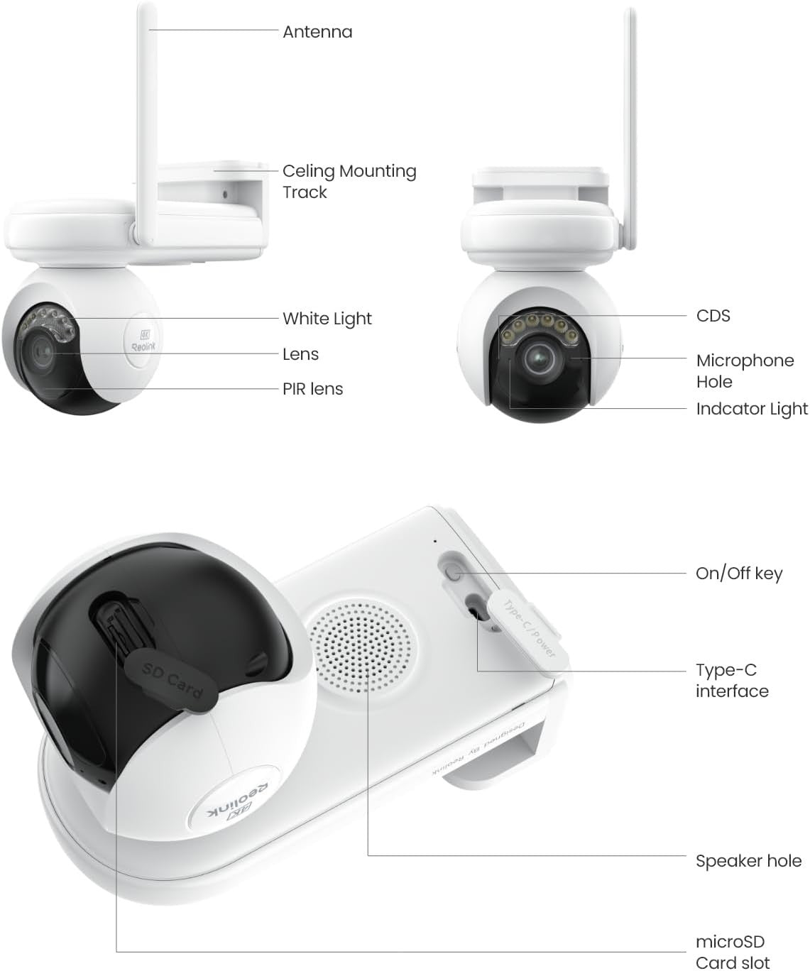 4K Solar Security Camera Wireless Outdoor PTZ WiFi 6 Night Vision