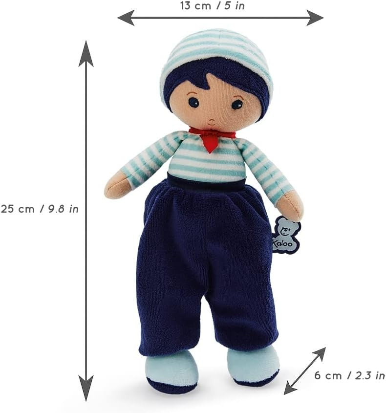 25cm Soft Fabric Baby Doll Boy Cuddly First Doll Personalised Ribbon Gift