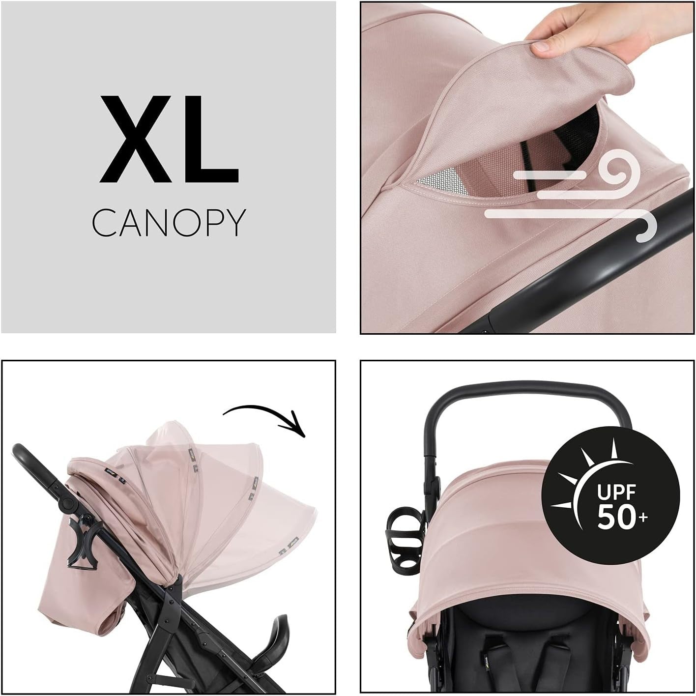 Baby Pushchair One Hand Fold Reclining Buggy UPF50+ 22kg