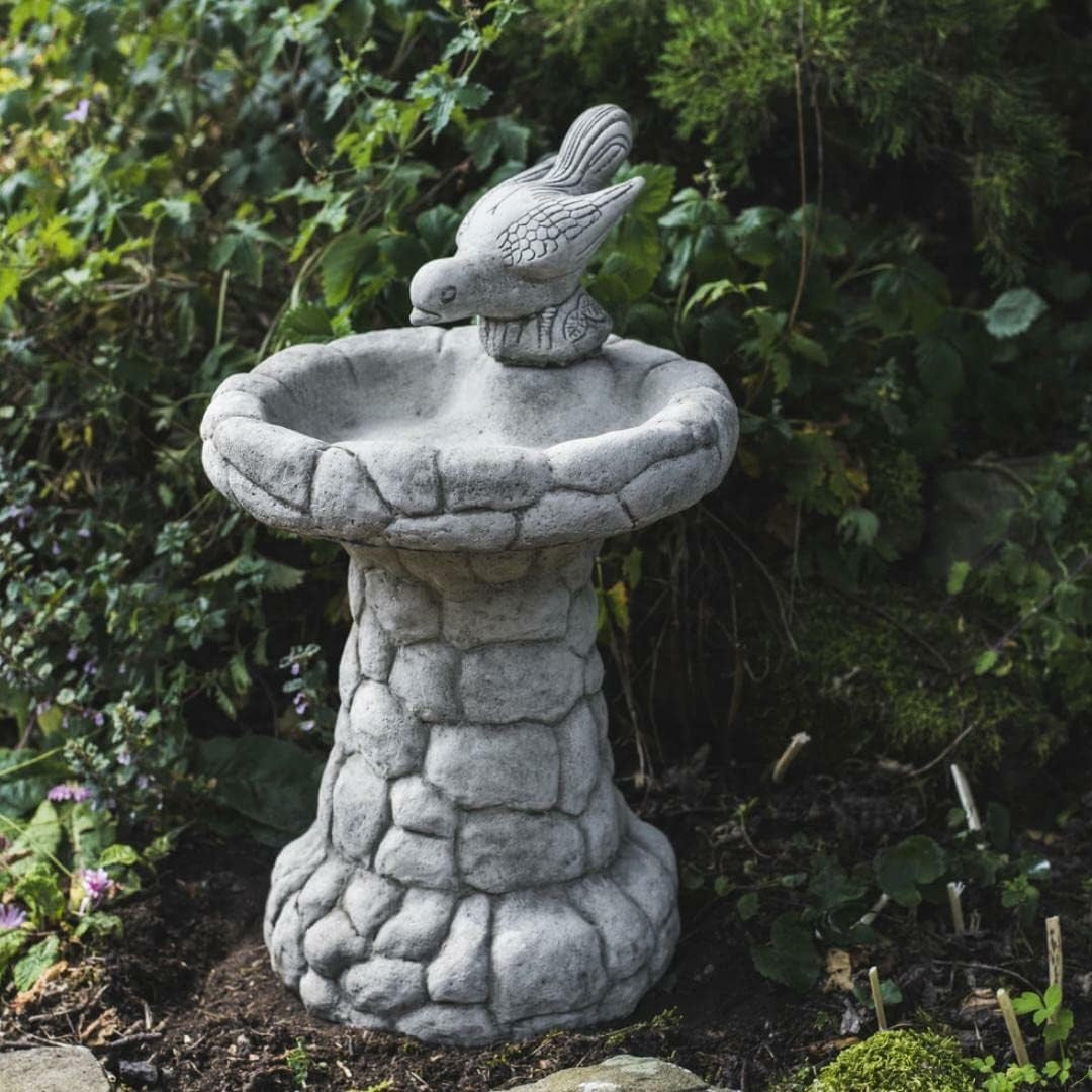 Stone Cast Bird Bath Feeder 30kg | Rustic Garden Ornament Hand Finished