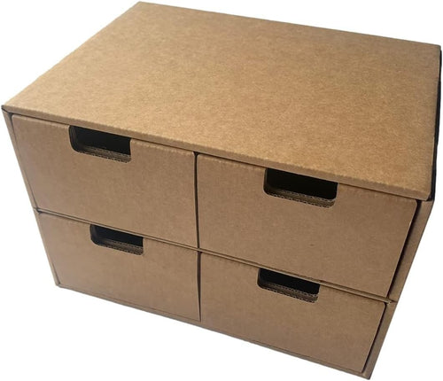 Kraft Desktop Organiser Drawers DIY Storage Boxes 4-Drawer Set