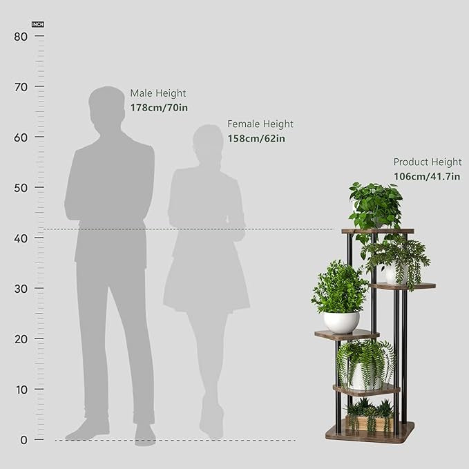 5 Tier Metal Plant Stand Indoor Outdoor Corner Flower Shelf for Home & Balcony